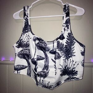 White and black floral tank top.